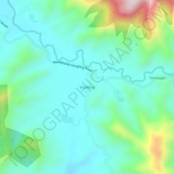Incalbogの地形図、標高、地勢
