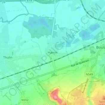 Haininの地形図、標高、地勢