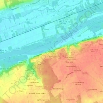 Le Carroirの地形図、標高、地勢