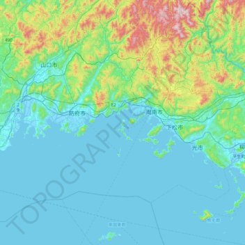 大津島の地形図、標高、地勢