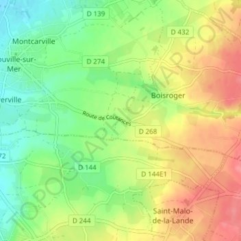 Village aux Grasの地形図、標高、地勢