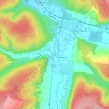 Clairvauxの地形図、標高、地勢