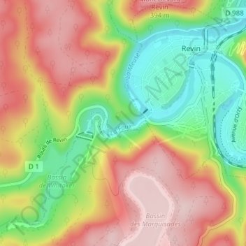 Saint-Nicolasの地形図、標高、地勢
