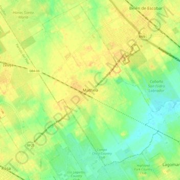 Matheuの地形図、標高、地勢