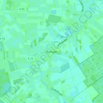 Burlageの地形図、標高、地勢