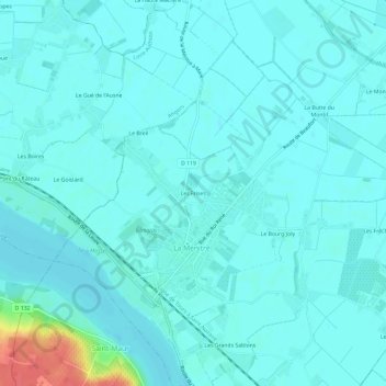 Les Frisesの地形図、標高、地勢