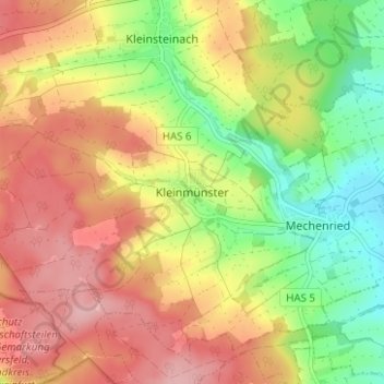 Kleinmünsterの地形図、標高、地勢