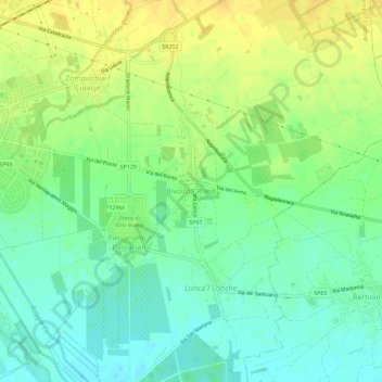 Rivoltoの地形図、標高、地勢