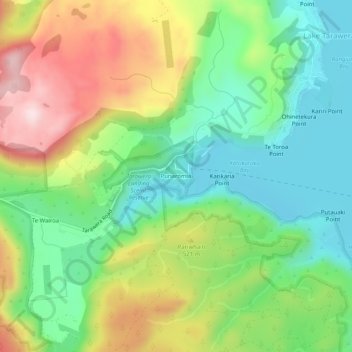 Punaromiaの地形図、標高、地勢