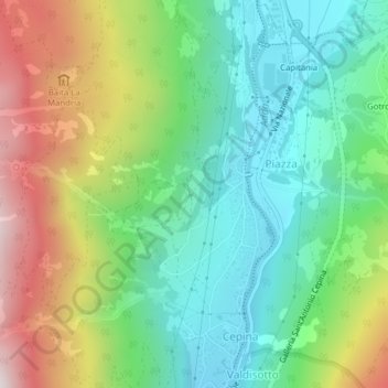 La Roncaの地形図、標高、地勢