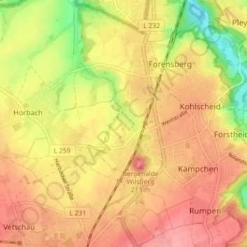 Bankの地形図、標高、地勢