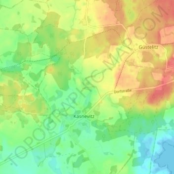 Kransevitzの地形図、標高、地勢