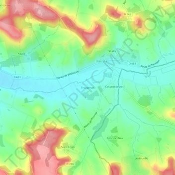 Troupenatの地形図、標高、地勢