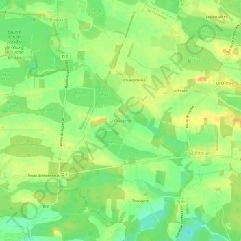 Le Charpenetの地形図、標高、地勢