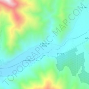 Quebrada de Castroの地形図、標高、地勢
