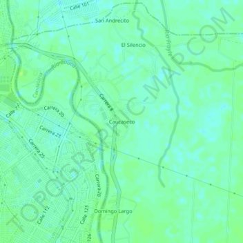 Caucasecoの地形図、標高、地勢