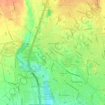 Rizziの地形図、標高、地勢