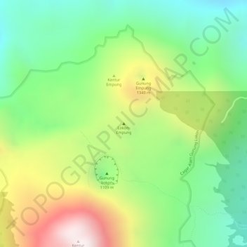 Lokon-Empungの地形図、標高、地勢