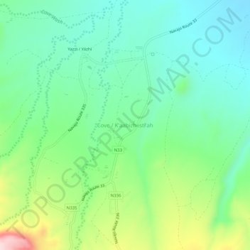 Coveの地形図、標高、地勢