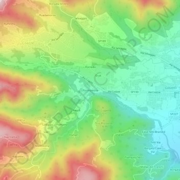 Pontepietraの地形図、標高、地勢