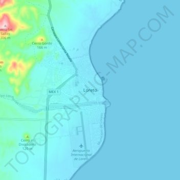 Loretoの地形図、標高、地勢