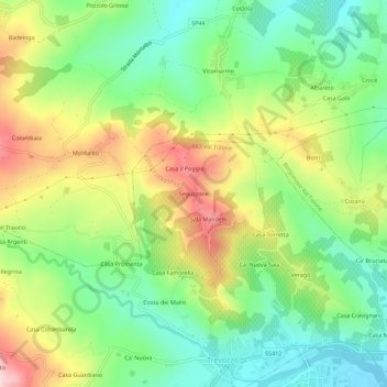 Seguzzoneの地形図、標高、地勢