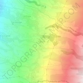 Pauséの地形図、標高、地勢