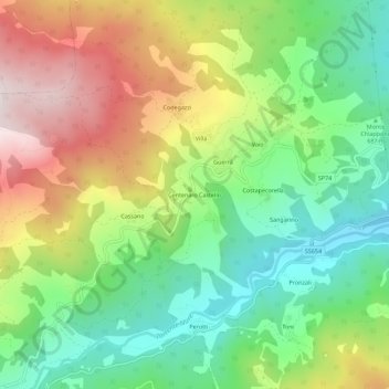 Centenaro Castelloの地形図、標高、地勢