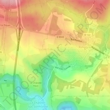 Forgeauの地形図、標高、地勢