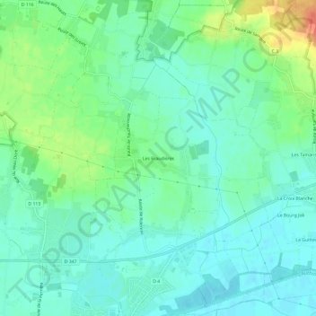 Les Braudièresの地形図、標高、地勢