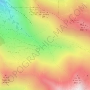 Buderaousの地形図、標高、地勢