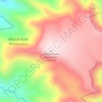 Woodchute Mountainの地形図、標高、地勢