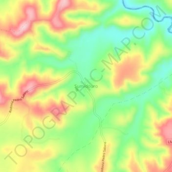 Sumidouroの地形図、標高、地勢