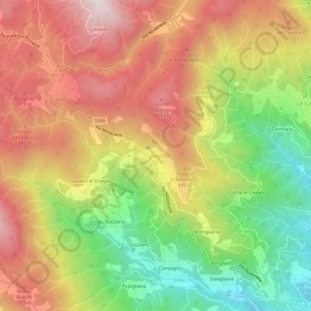 Cireglioの地形図、標高、地勢