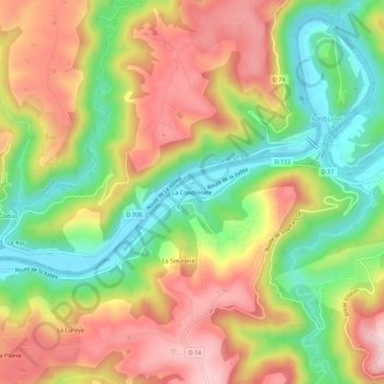 La Condomineの地形図、標高、地勢