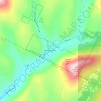 Halcott Centerの地形図、標高、地勢