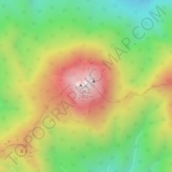 焼山の地形図、標高、地勢