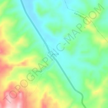 Cascolの地形図、標高、地勢