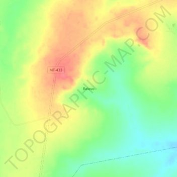 Relevoの地形図、標高、地勢