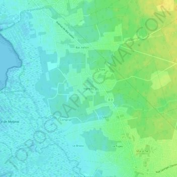 Vigneauの地形図、標高、地勢