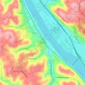Glenwillardの地形図、標高、地勢