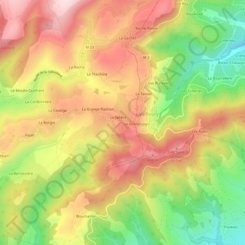 Le Recouの地形図、標高、地勢