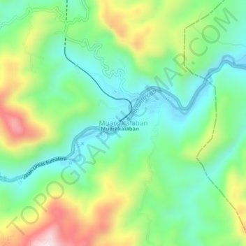 Muaro Kalabanの地形図、標高、地勢