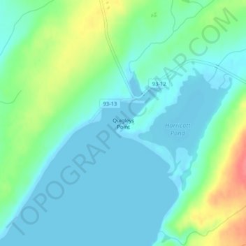 Quigleys Pointの地形図、標高、地勢