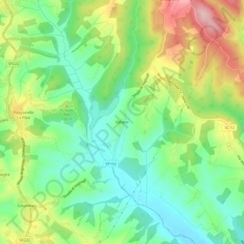 Valianoの地形図、標高、地勢