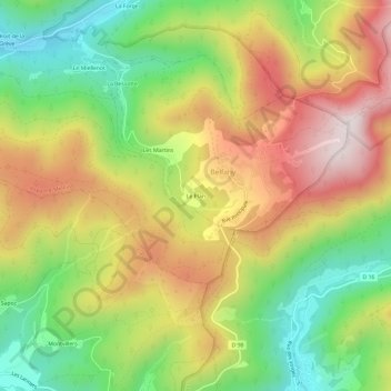 Le Planの地形図、標高、地勢