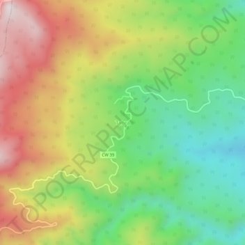 Tahraの地形図、標高、地勢