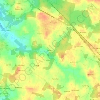 Cosquerの地形図、標高、地勢