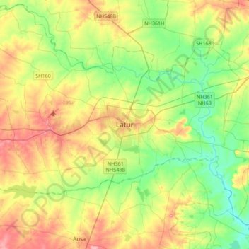 Laturの地形図、標高、地勢