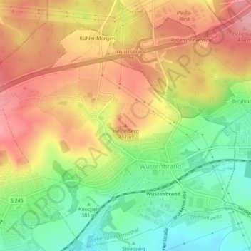 Heidelbergの地形図、標高、地勢